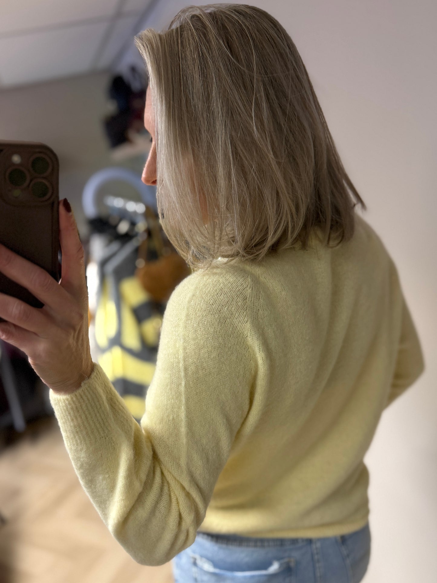 Trui Claudia Alpaca Lange Mouw Zachtgeel