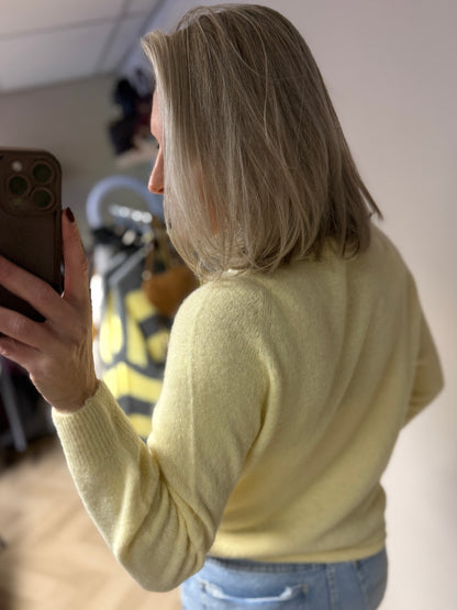 Trui Claudia Alpaca Lange Mouw Zachtgeel