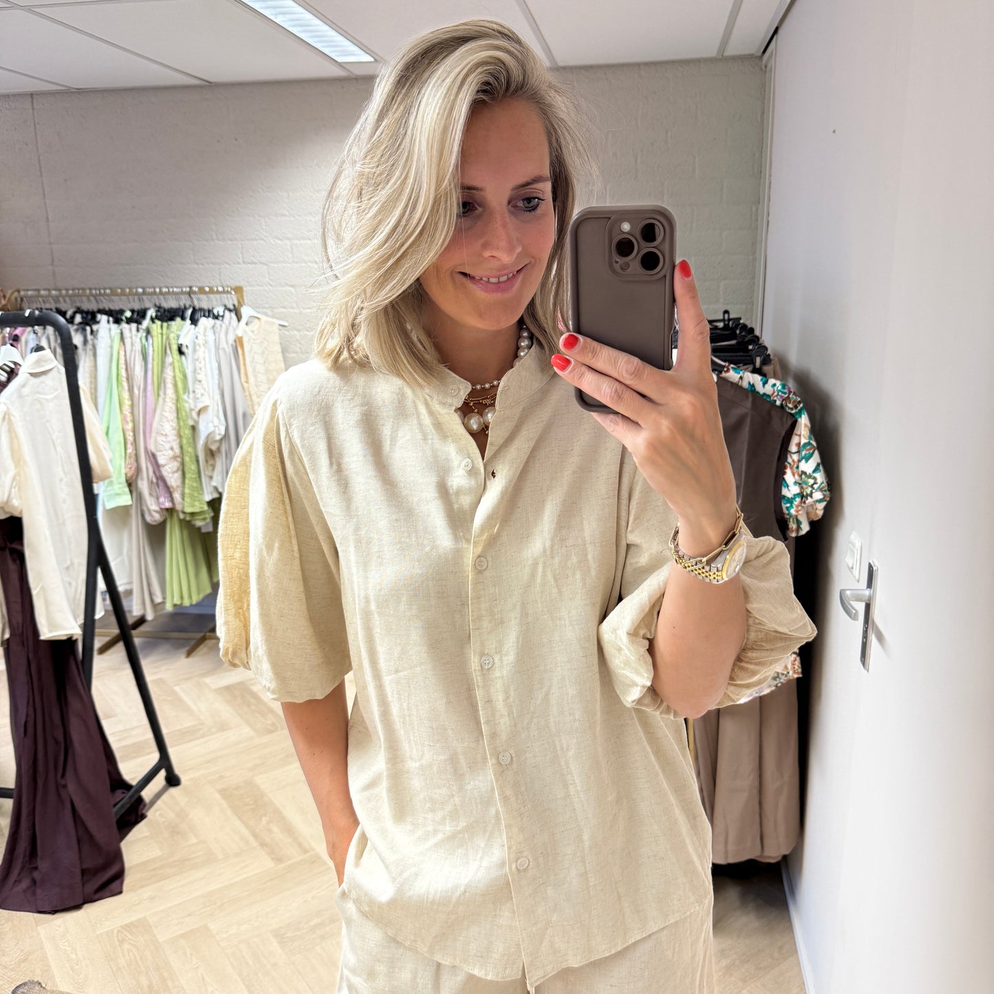 Blouse Indy Linnen Beige