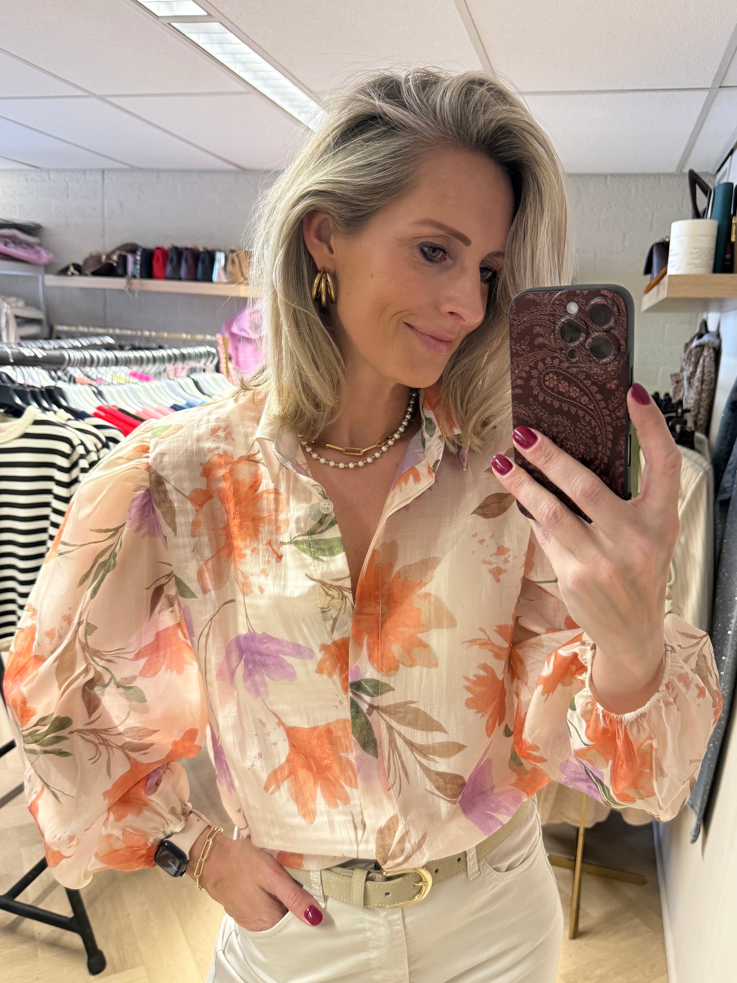 Blouse Georgia Flower Beige