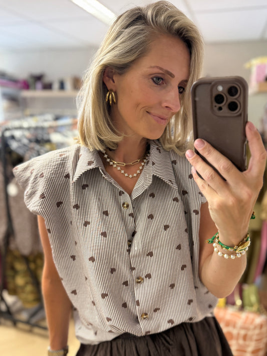Blouse Jill Streep Hartjes Bruin
