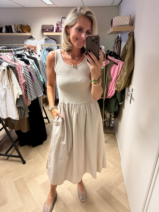 Jurk Katy Katoen Topdress Beige