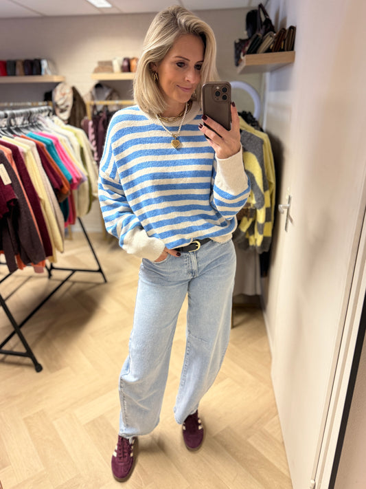 Trui Pip Streep Blauw Ecru