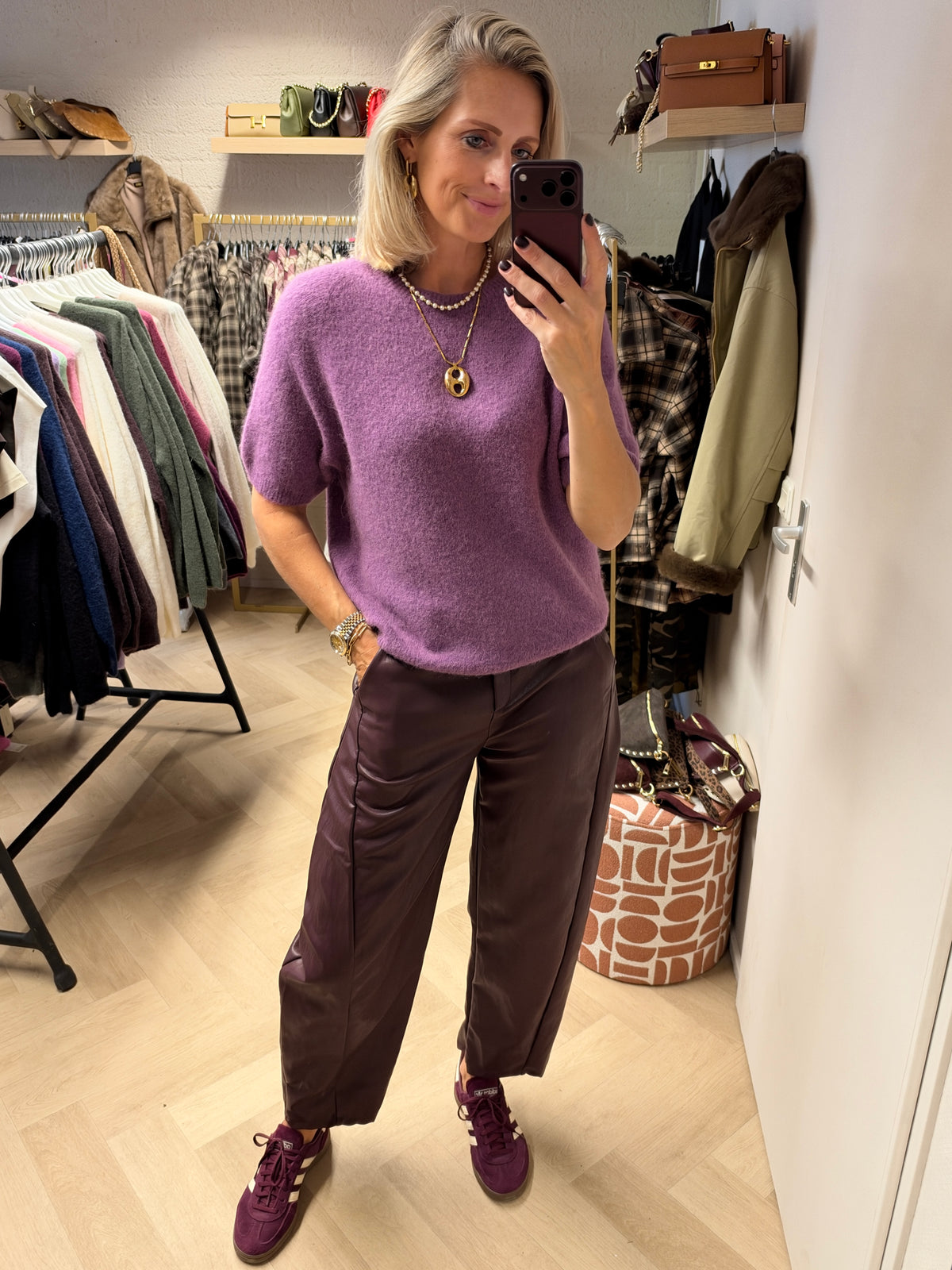 Trui Claudia Korte Mouw Alpaca Lilac