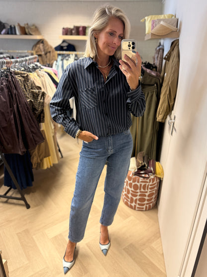 Blouse Eef Streep LM Donkerblauw