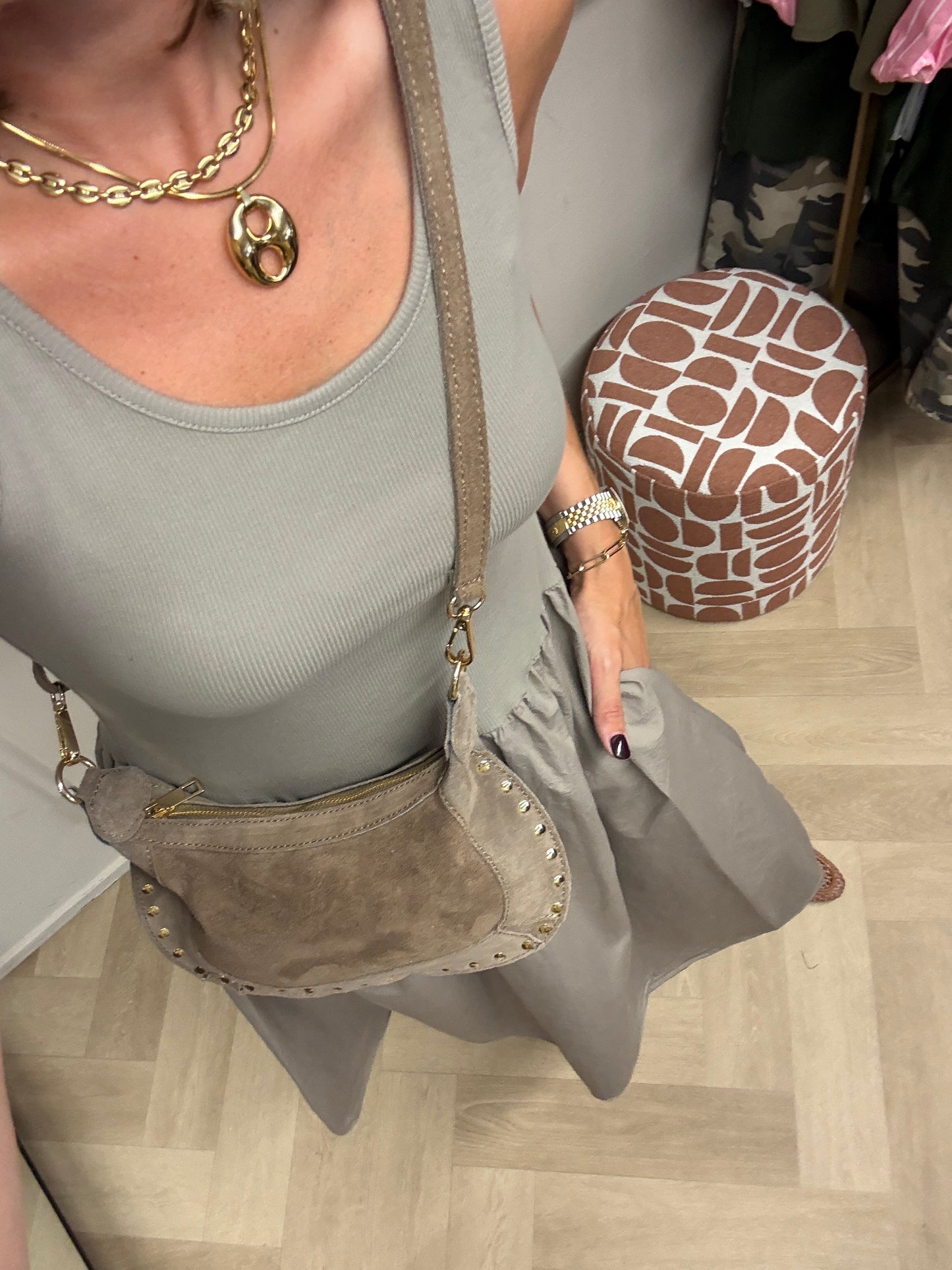 Jurk Katy Katoen Topdress Taupe