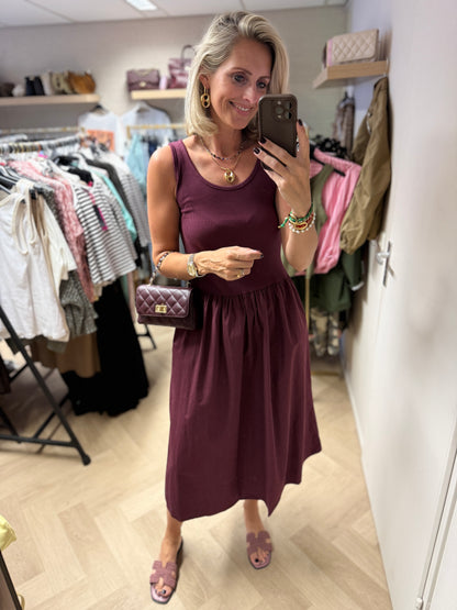 Jurk Katy Katoen Topdress Wijnrood