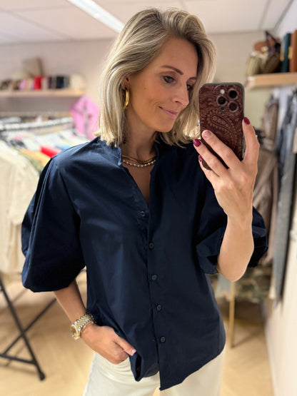 Blouse Fenna KM Pofmouw Donkerblauw