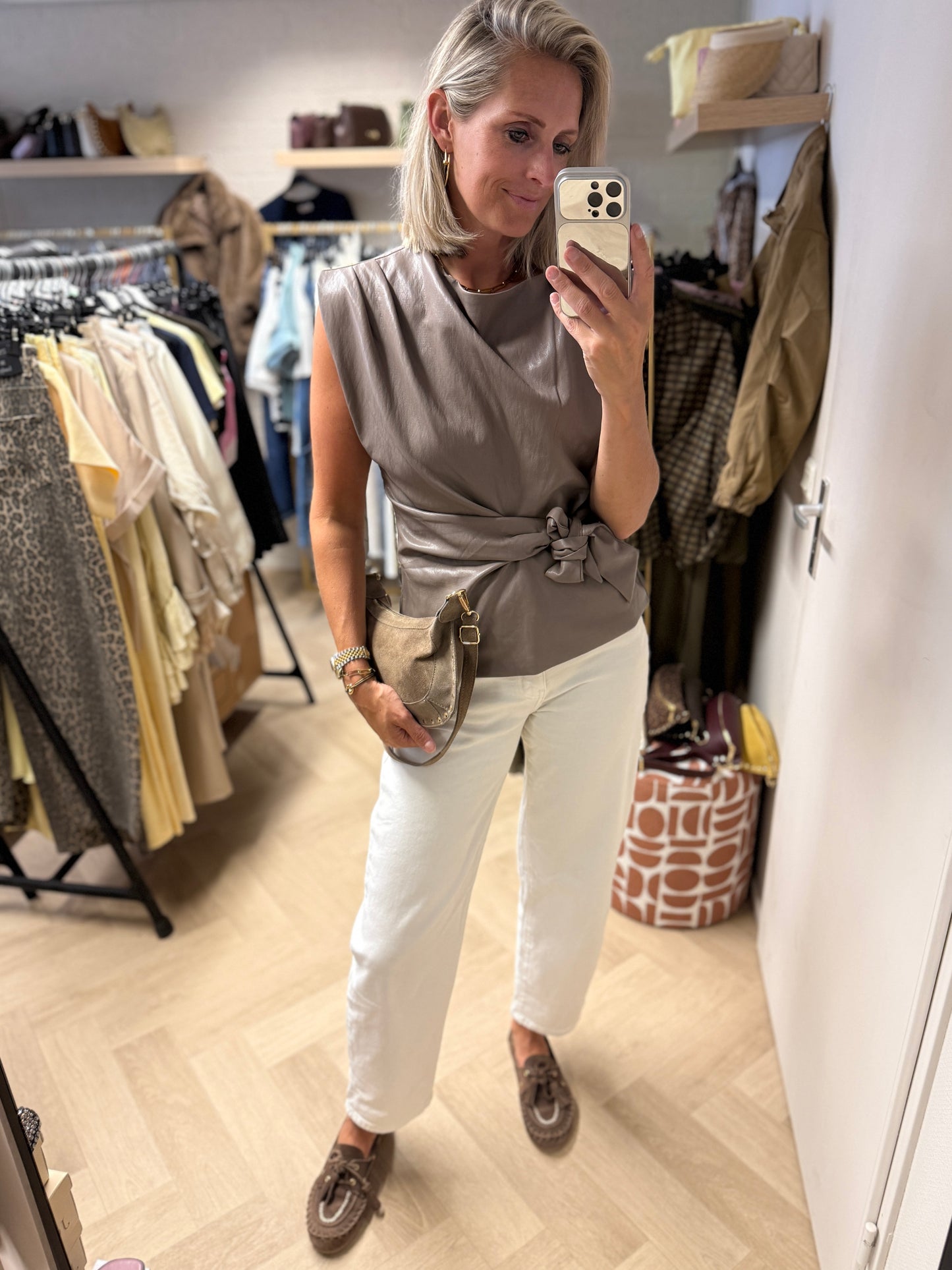 Top Macy PU Leer Taupe