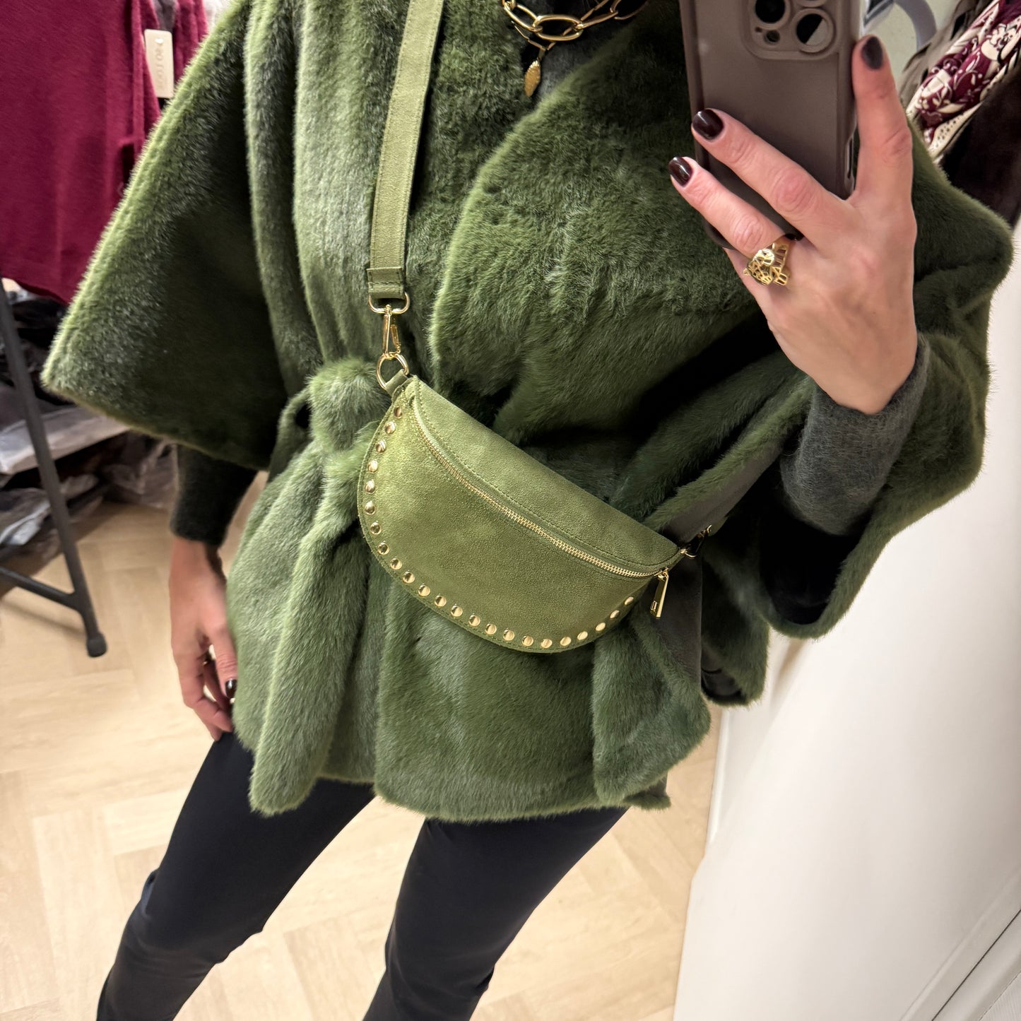 Tas Debby Suède Studs Groen