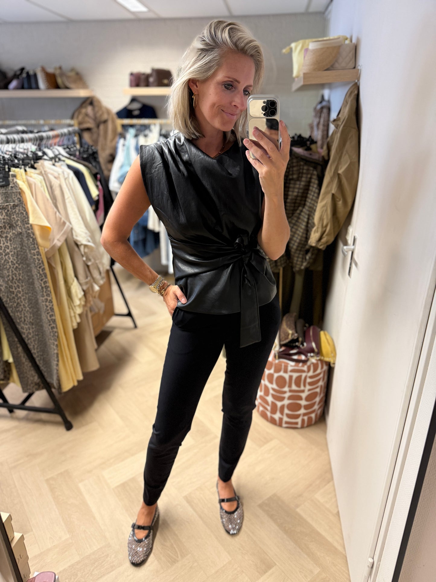Top Macy PU Leer Zwart