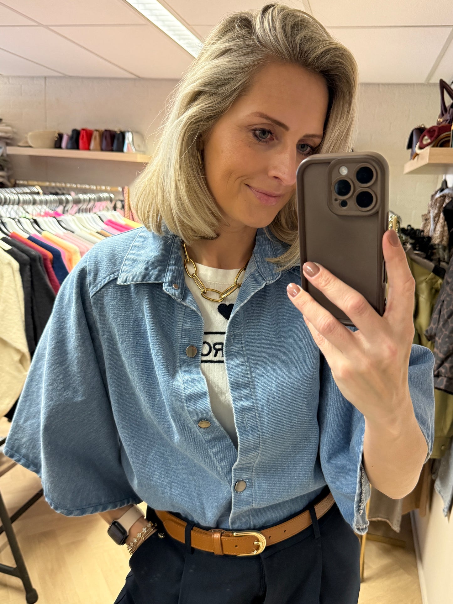 Blouse Denim Flared Mouw