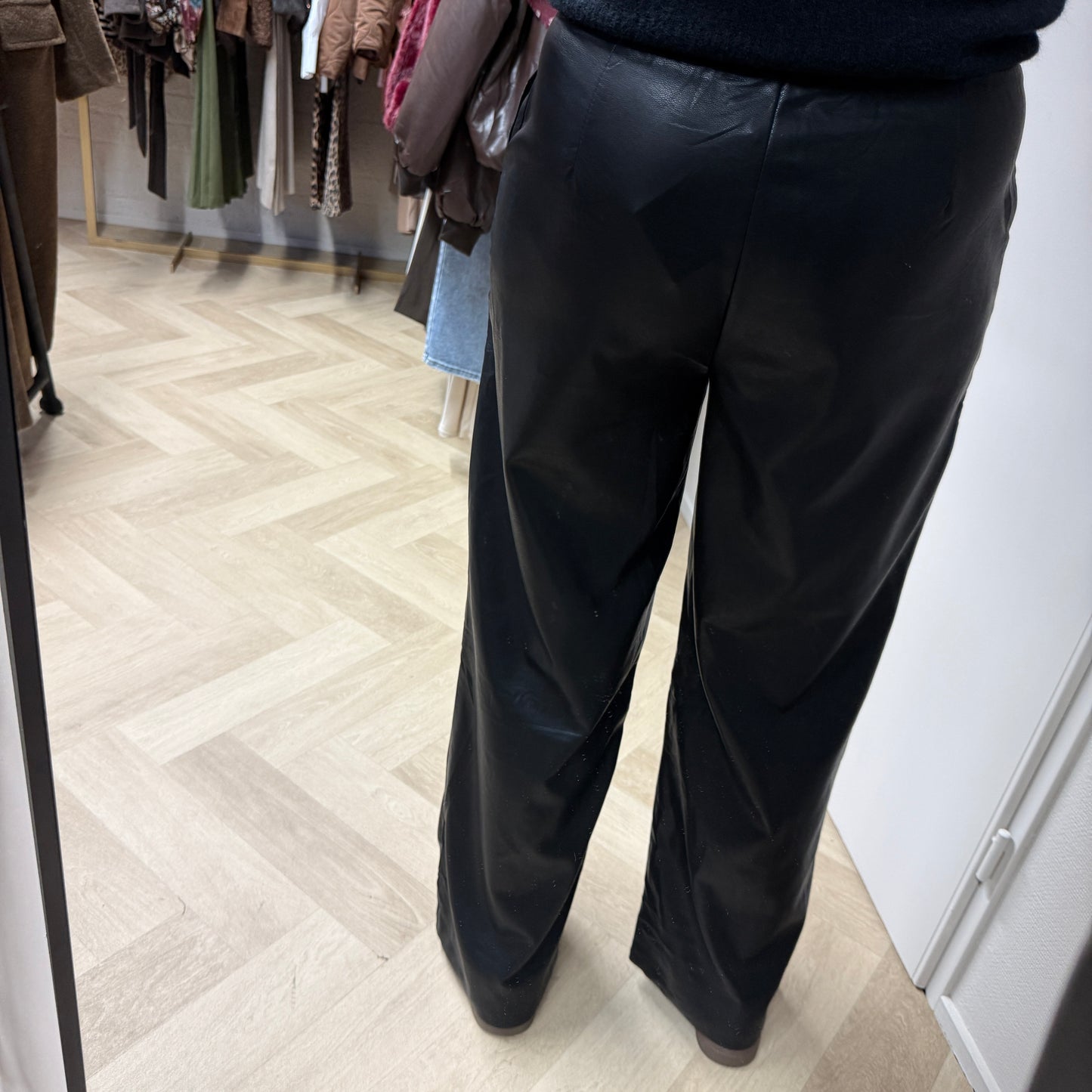 Pantalon Marie Pu Leer Stretch Zwart