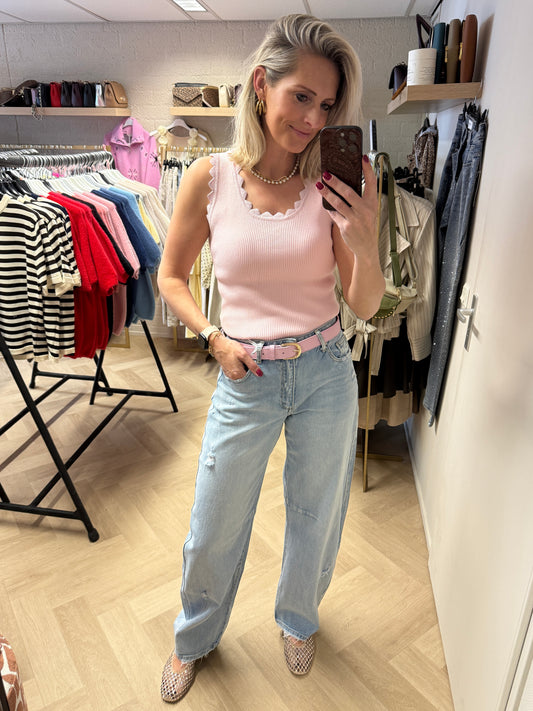 Top Stella Rib Lurex Roze