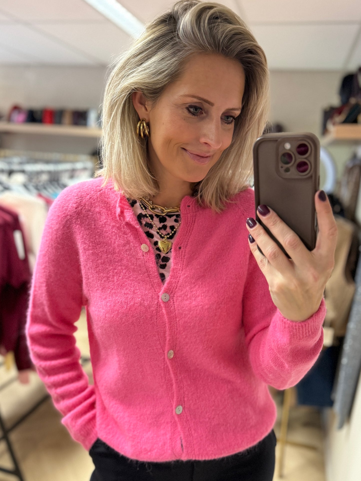 Vest Claudia Lange Mouw Alpaca Bubblegum