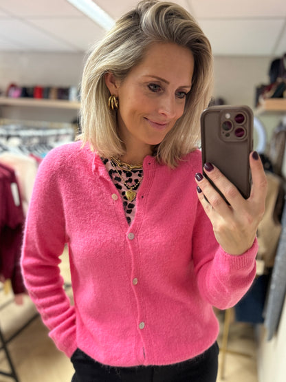 Vest Claudia Lange Mouw Alpaca Bubblegum