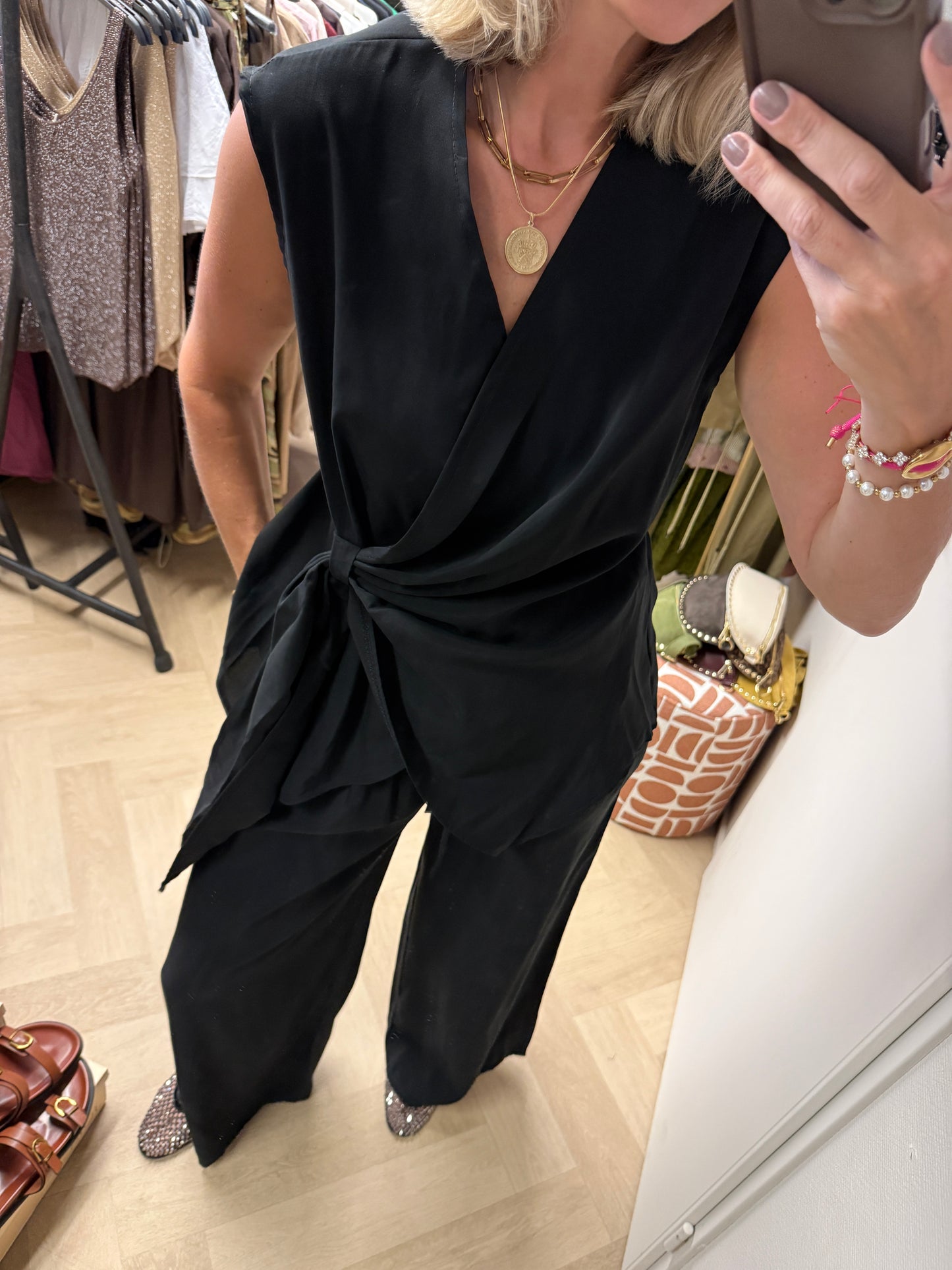 Co Ord Set Mia Overslag Zwart