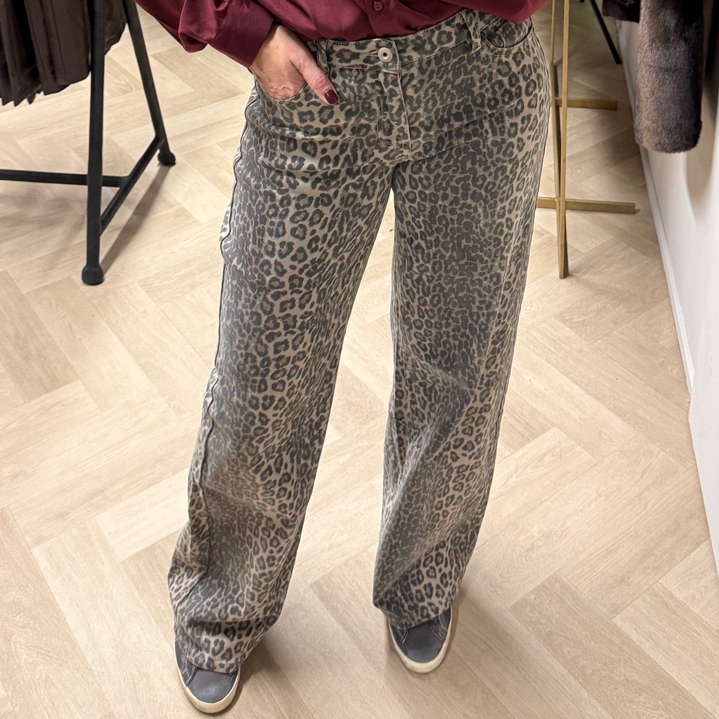 Jeans Leopard Wide Legg Beige L32 & 34