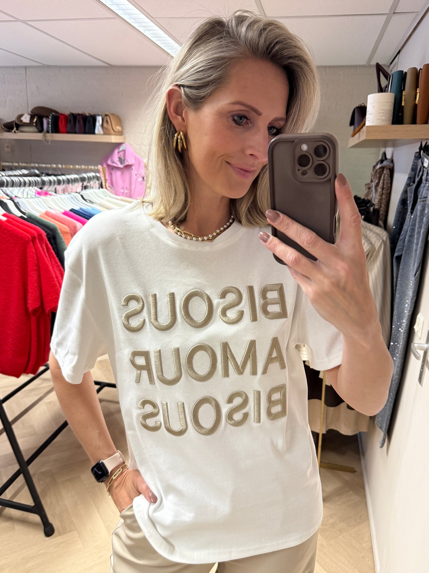 Shirt Bisous Wit Beige