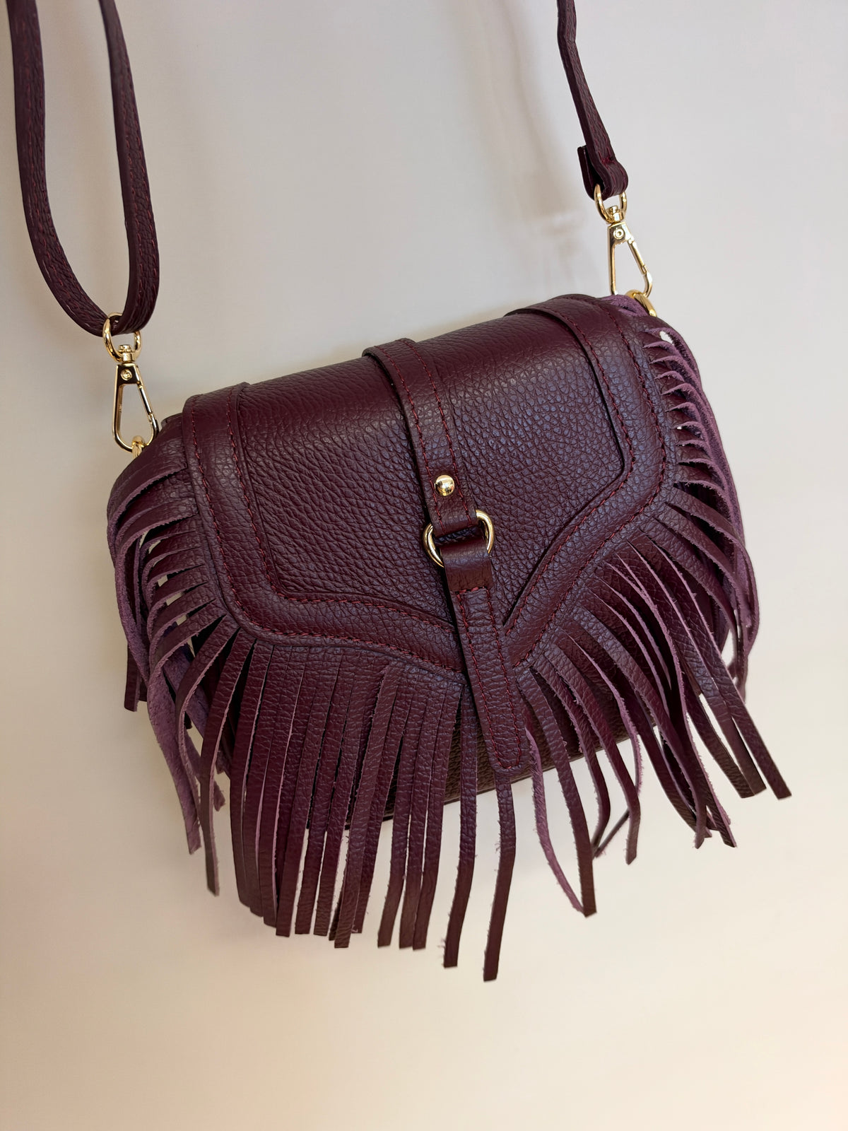 Tas Ari Franjes Leder Burgundy