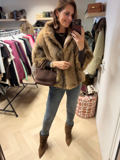 Jack Faux Fur Camel Driekwart Mouw