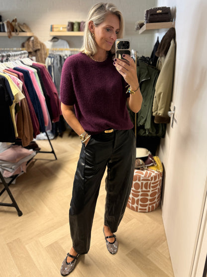 Trui Claudia Korte Mouw Alpaca Plum