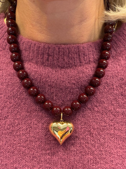 Ketting Nola Burgundy Kralen Hart