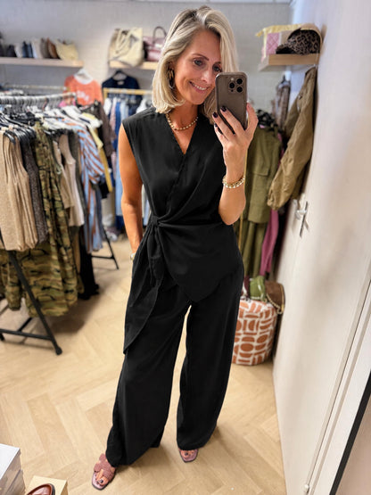 Co Ord Set Mia Overslag Zwart